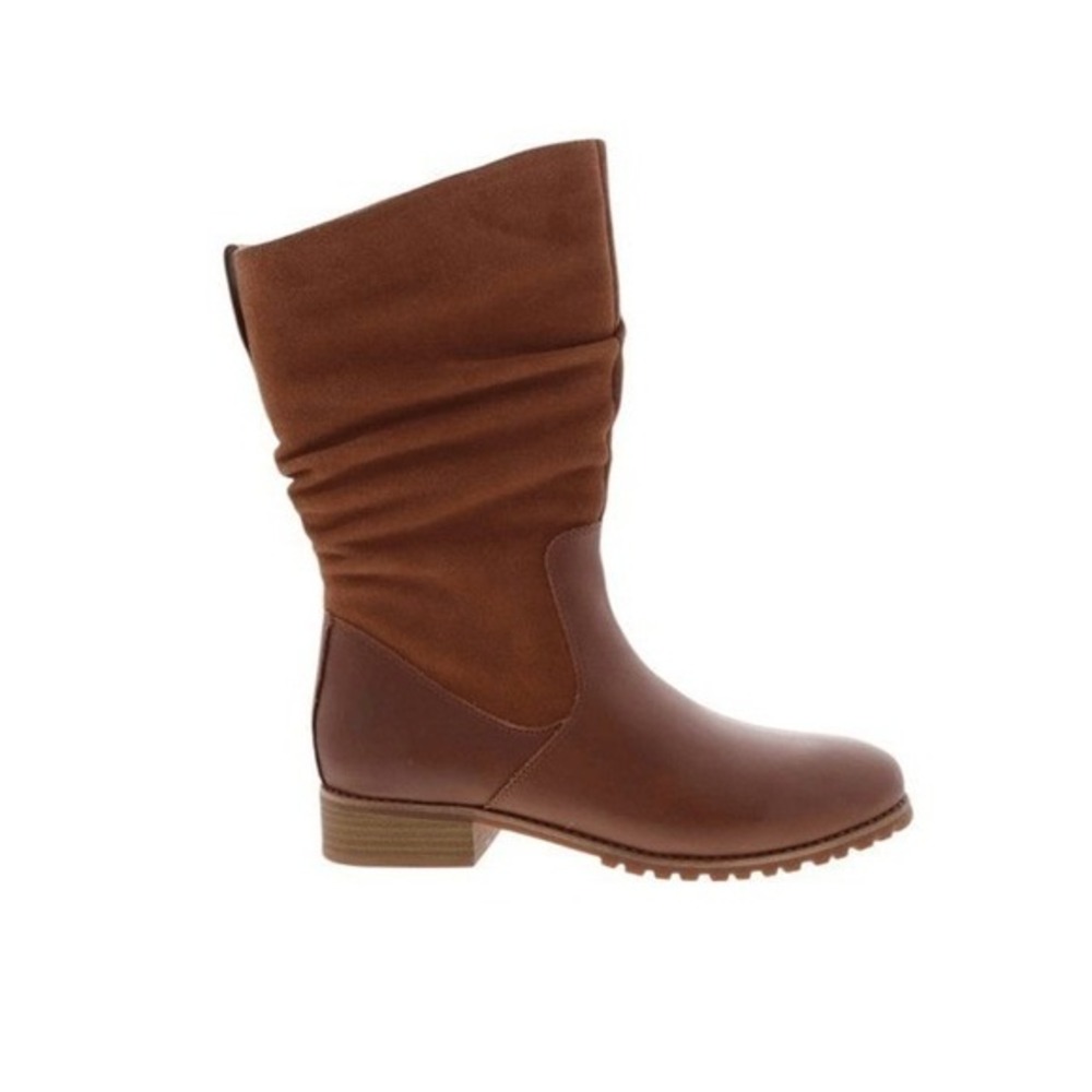 Softwalk Mercer Microfiber Boots‎ Saddle Brown Leather Slouch Mid-Calf Zip 5